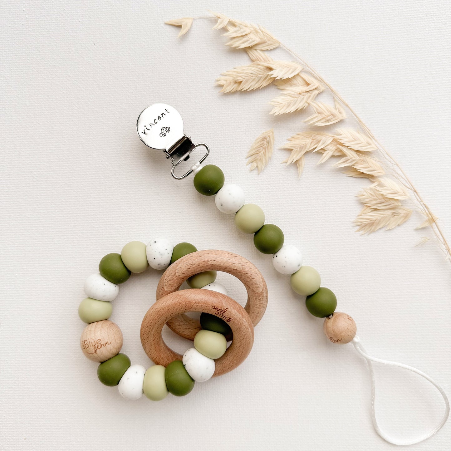 Hand Stamped Pacifier Clip | Personalized with Baby Name